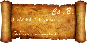 Csákó Bianka névjegykártya